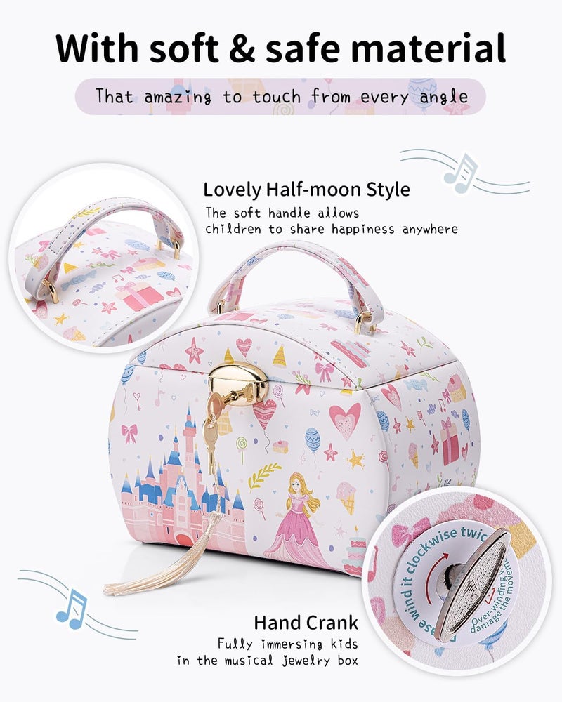 Vlando Musical Jewelry Box for Girls Kids with Drawer, Music Box with Ballerina and Stickers for Birthday Bedroom Decor, Fantasy Princess - Image 4